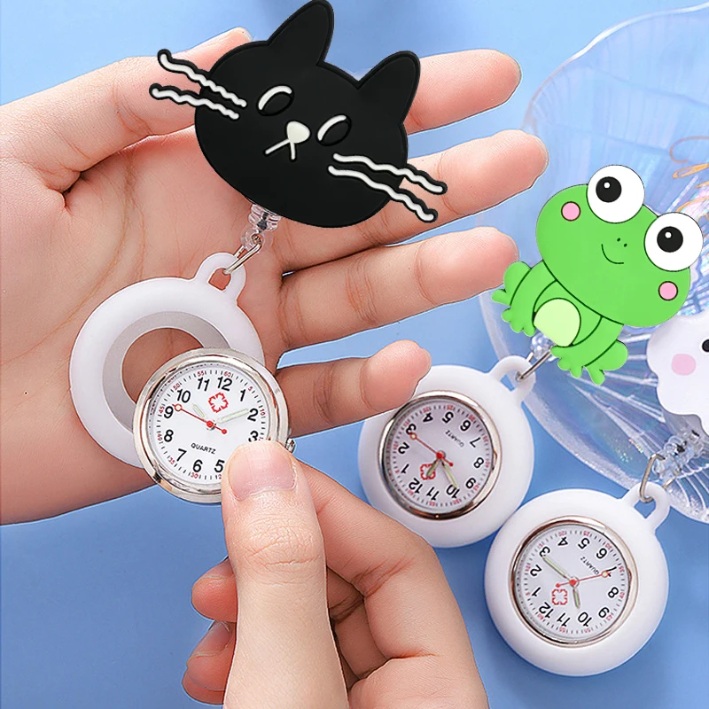 Cute Cartoon Children Toys Watches Men Women Nurse Doctor Pocket Watch Brooch Pin Badge Chest Watch Student Clock