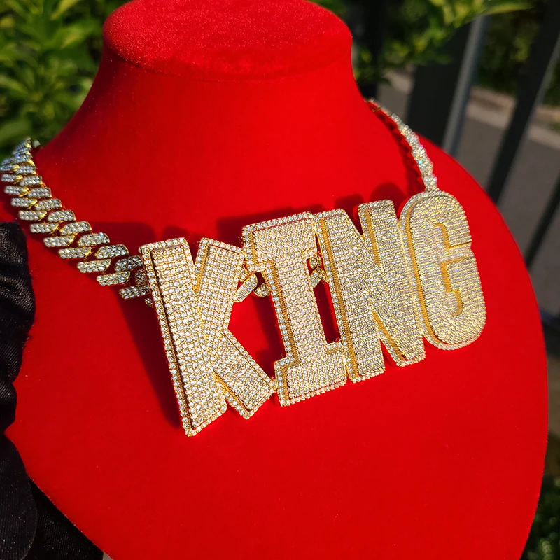 تخصيص رسائل كبيرة طبقة مزدوجة اسم قلادة مع هوك خلفي شخصية جريئة كلمة المختنق مع سلسلة الكوبية الهيب هوب مجوهرات #3