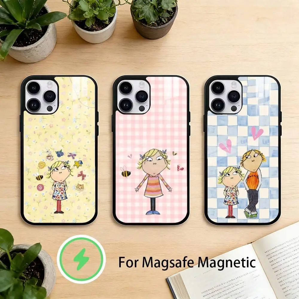 

charlie and lola anime Phone Case For iPhone 17 16 15 14 13 12 Pro Max Plus for Mirror Wireless Magnetic Cover