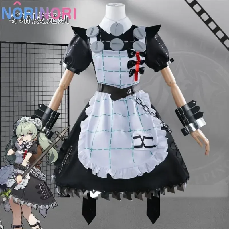 New Game Zenless Zone Zero Corin Wickes Cosplay Costume Dress Gothic Maid Skirt Green Double Ponytail Hair Chain Apron Socks Set