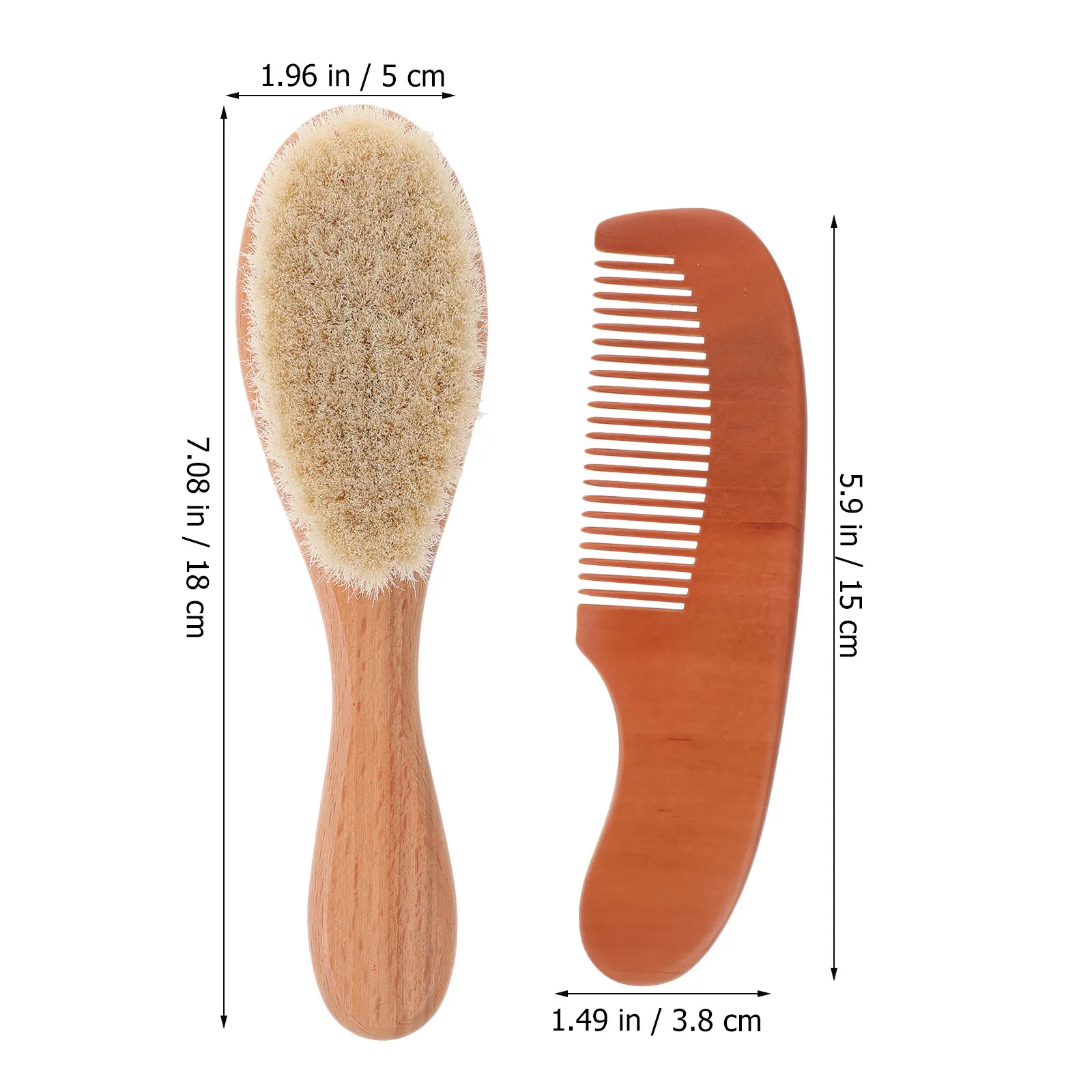 1Set Baby Brush and Comb Set Wool Hair Brush Wooden Comb for Newborns Daily Scalp Stimulation Soothing Essentials