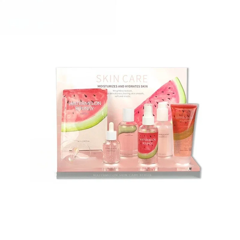 

Acrylic emulsion set display rack, laser marking counter, makeup and skincare product display rack