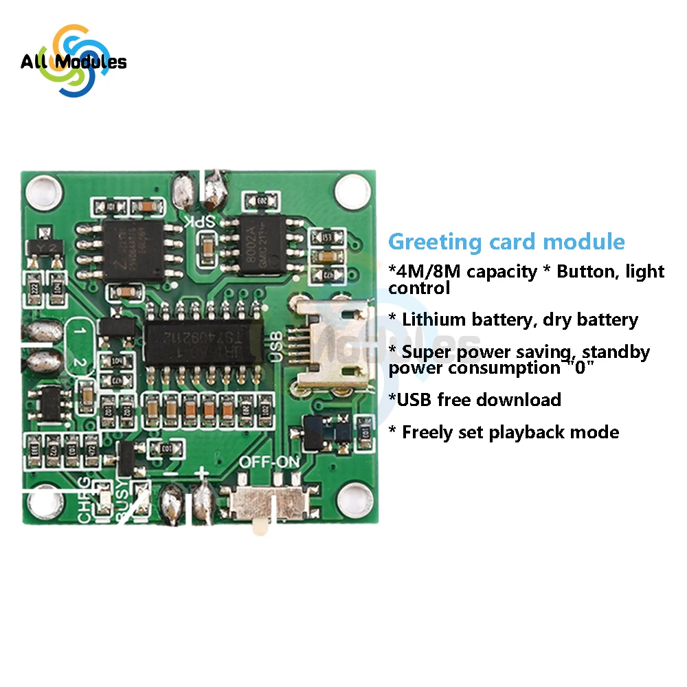 Módulo do cartão com ajuste substituível do volume sadio, orador, diy, manual, 4m/8m