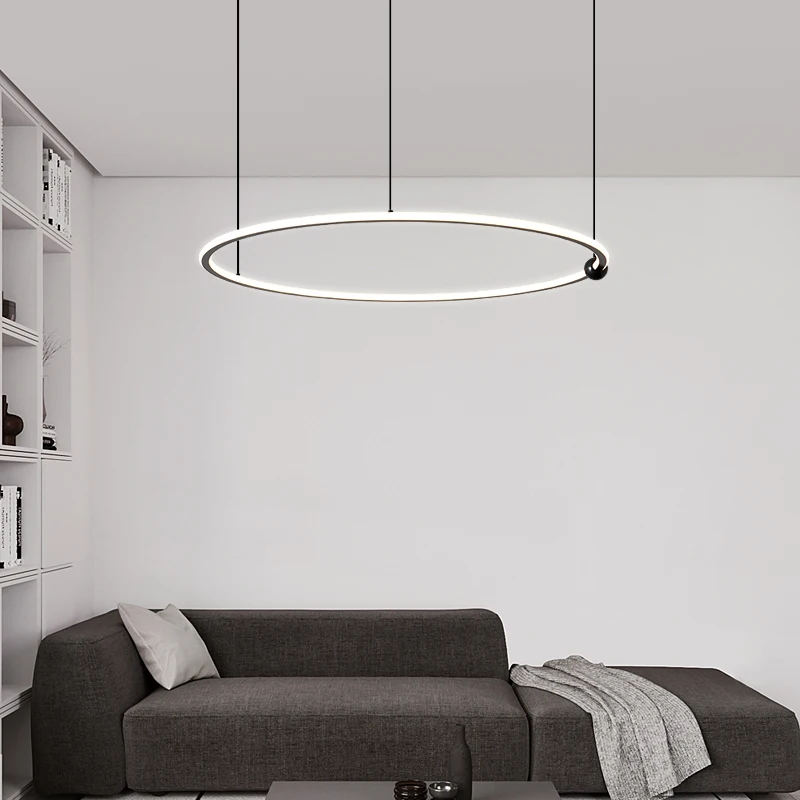 FSS Modern Ring Led Chandelier Gold Black Dimmable for Bedroom Living Room Pendant Lamps Lighting Suspension Design Fixtures