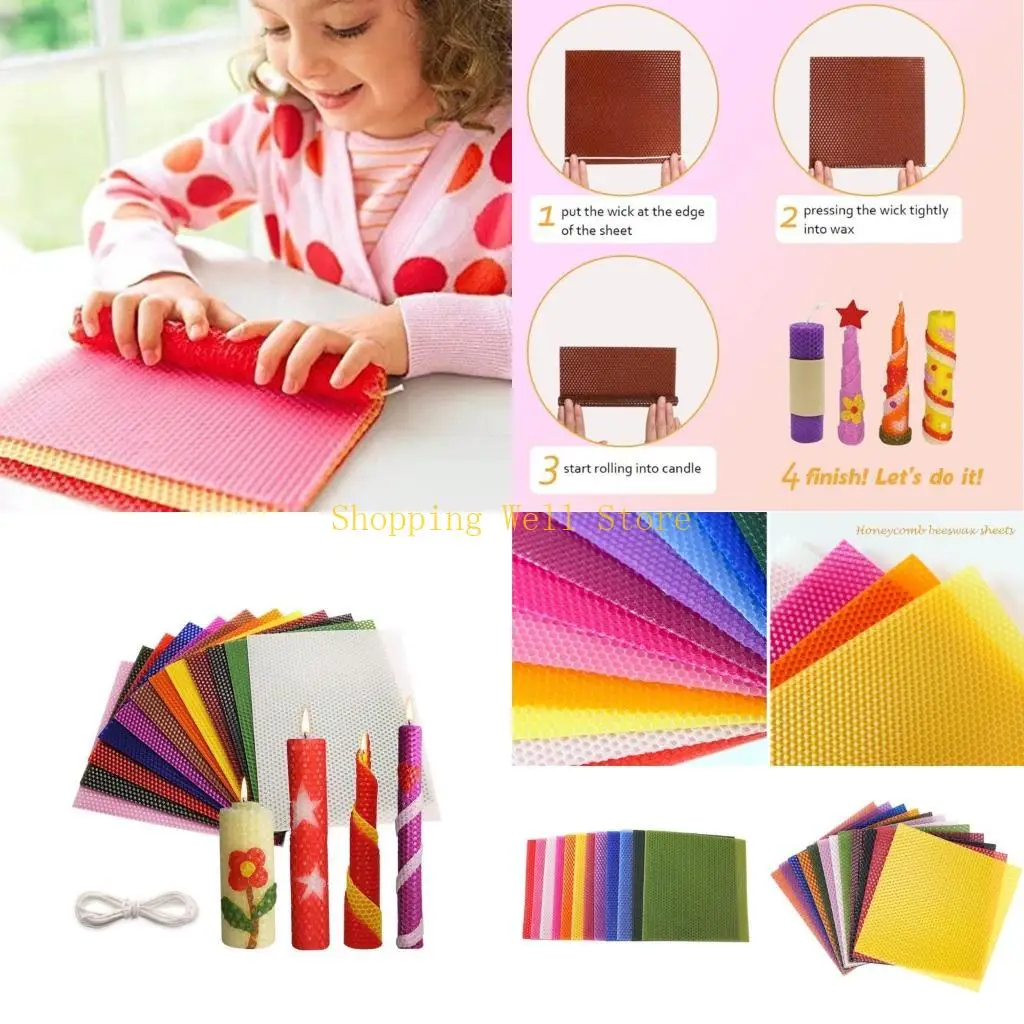 KX4B 12 Pieces Wax Sheets for Candle Making, Wax Making Kits for Kids Adults