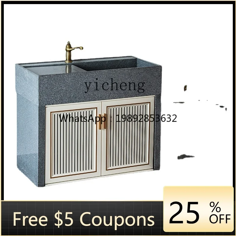 

ZZYhl Marble Laundry Tub Inter-Platform Basin Integrated Outdoor Balcony Laundry Basin with Washboard Courtyard Laundry Table