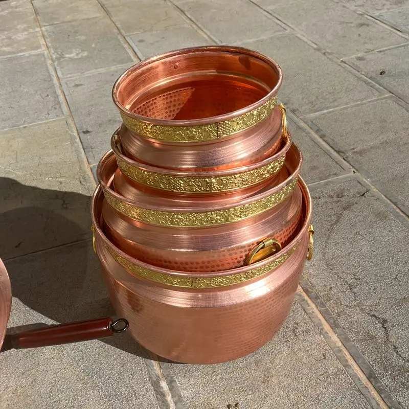

Pure Copper Pot Hot Pot Deep Casserole Customized Stew Steam Soup Jam Handle Lid Handmade Top Grade