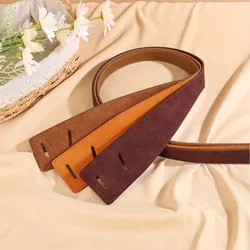 2024 New Suede Frosted Genuine Leather Women's Belt with Cowhide and Suit Coat Decoration Ultra Wide Waistband