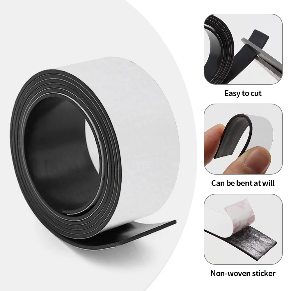 10/15/20/25/30/40/50x1.5mm  Self Adhesive Magnetic Tape Rubber Magnet Tape Strong Flexible Magnet Strip