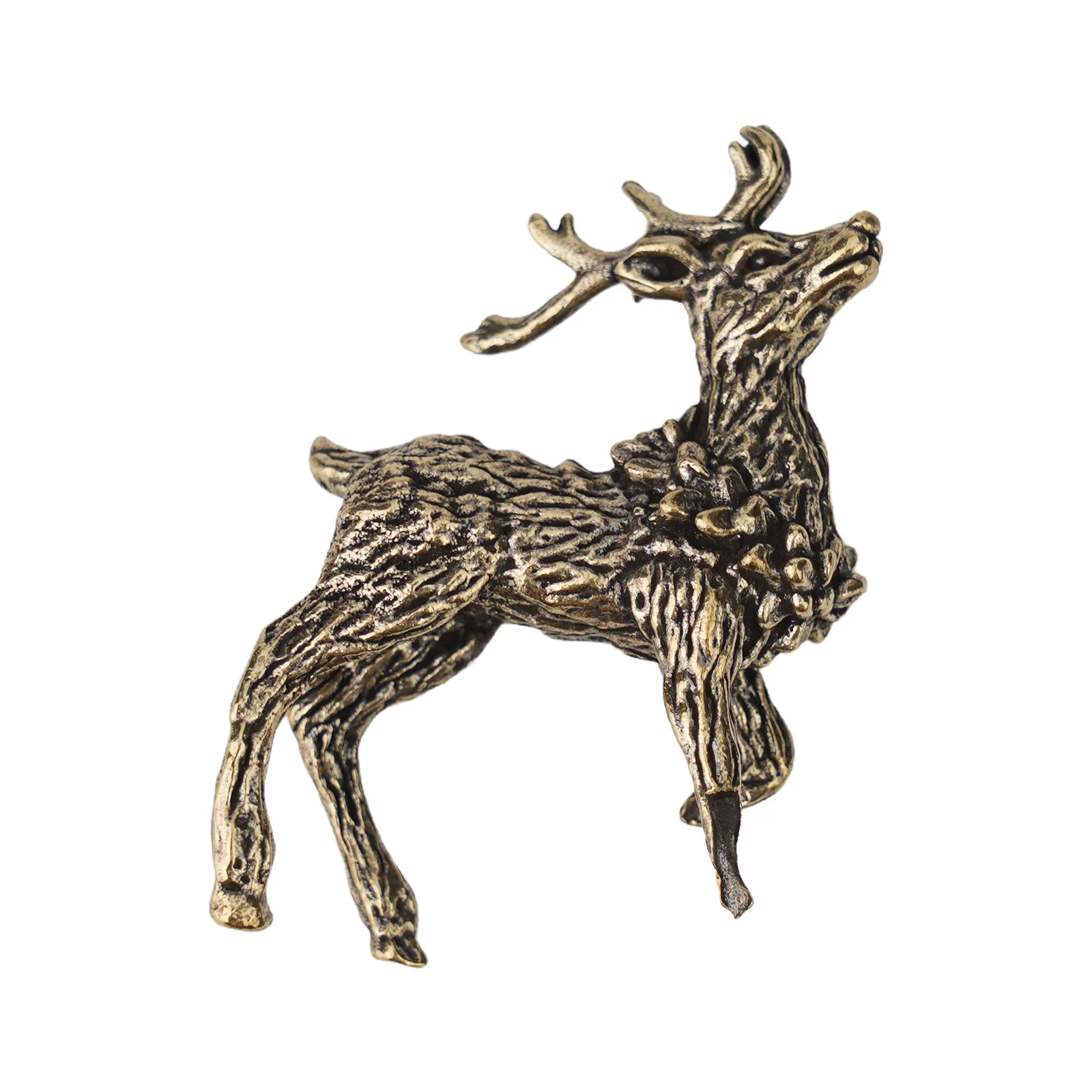 Deer Ornament Deer Statue Sika Miniature Figurines Solid Brass Tabletop Decoration Tea Pet Crafts Good Fortune