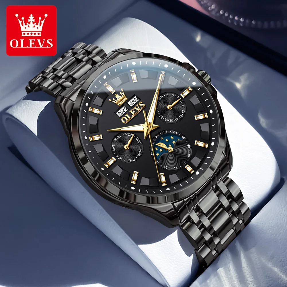 

OLEVS Trend Luxury Men's Watches Waterproof Black Date Automatic Mechanical Watch for Man Stainless Steel Original Wristwatch