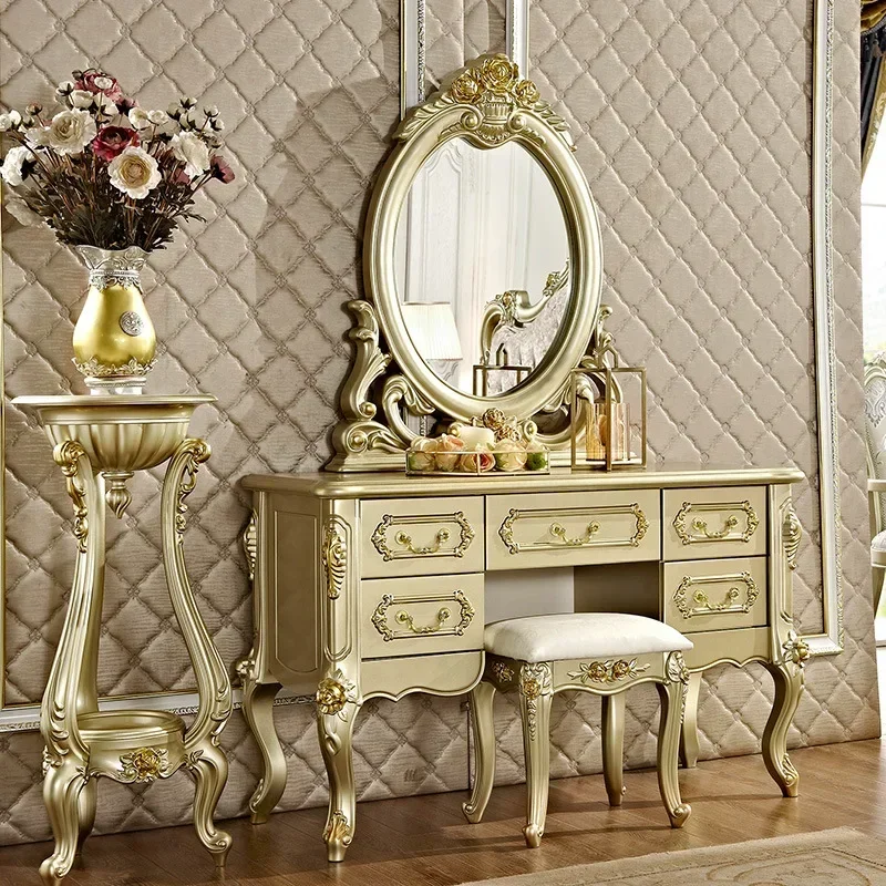 

European Lurxury Style Dressing Tables Bedroom Sets Modern Vanity Table with Mirror Vanity Makeup Table Dressers for Bedroom