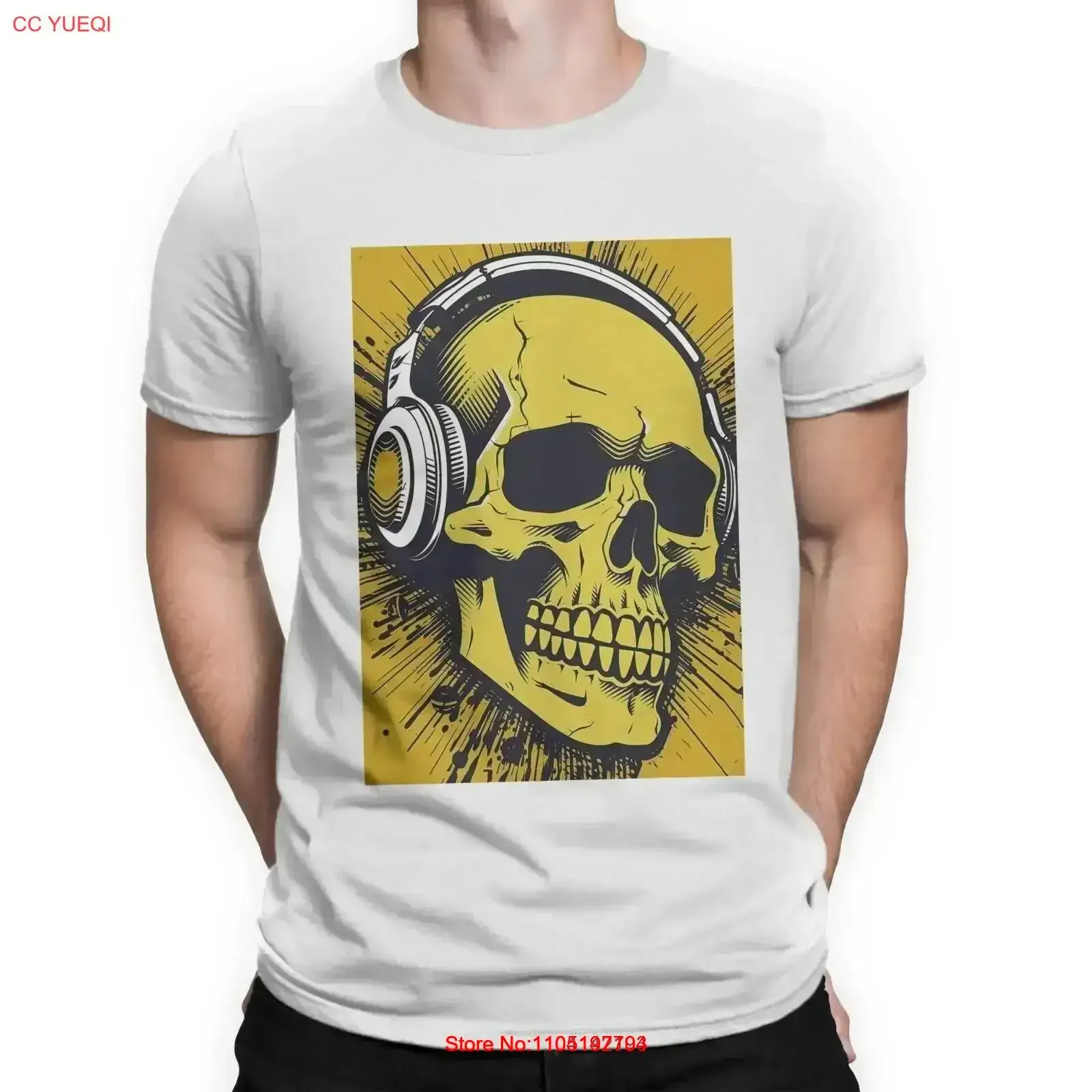 الجمجمة سماعات تي شيرت الموسيقى DJ Muso Rave Audio Club رجالي قمة خمر غسلها تنفس مصمم الملابس لينة الرسم #1