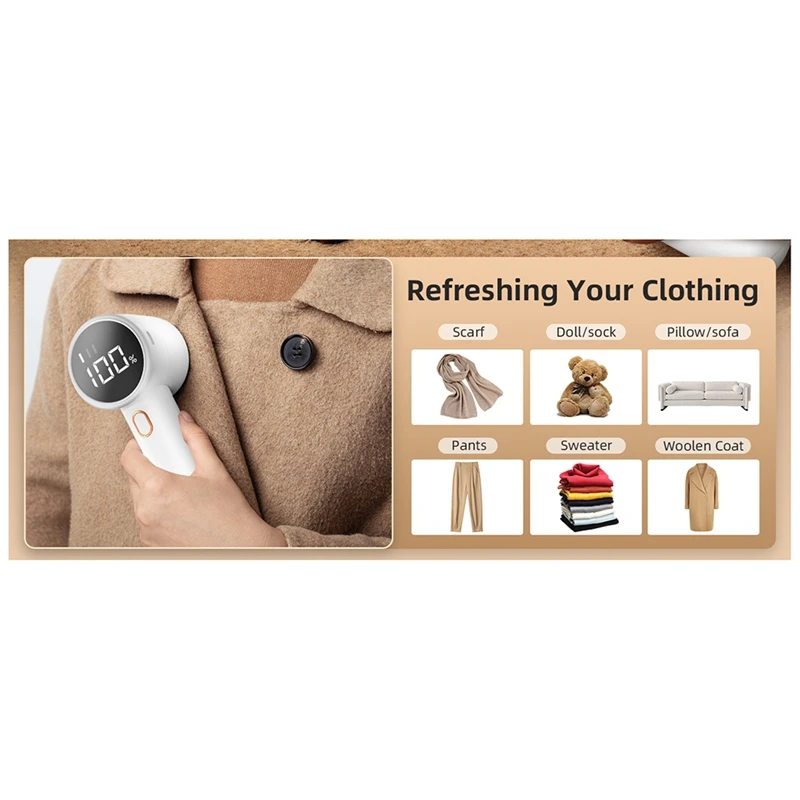 Portátil Recarregável Tecido Shaver, Removedor de fiapos, Suéter Elétrico Defuzzer, 3 Velocidades, 6 Folha para Remover Pilling