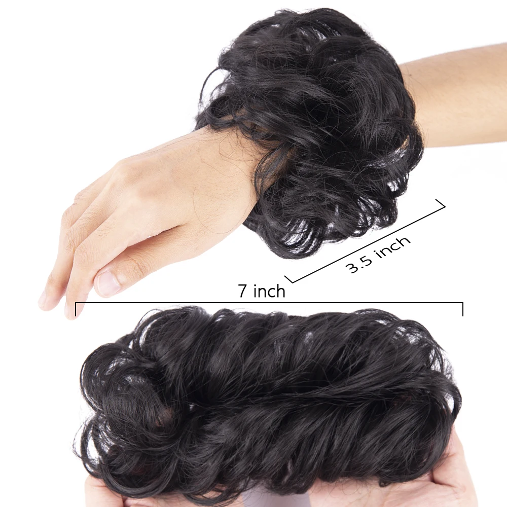 Synthetic Hair Bun Messy Scrunchy Donut Wavy Chignon Elastic Scrunchie Hair Pieces Bridal Hairpiece Easy Bun Updos Women Girls