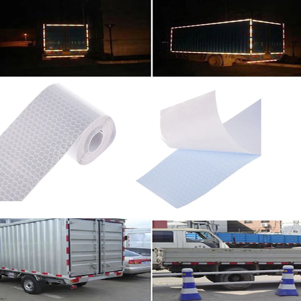 

4PCS Reflective Tape Stickers High Visibility Vehicles Conspicuity Trucks Warning Adhesive White Safety Outdoor Camping Hiking