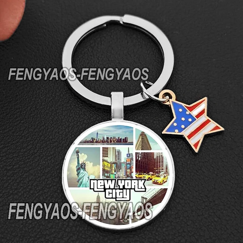 I Love New York Keychain Statue of Liberty Key Ring St Louis  America Purse Bag Key Holder