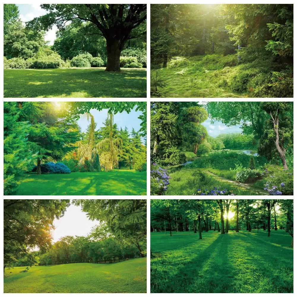 

Spring Photography Backdrop Green Forest Grass Garden Park Landscape Home Party Decoration Photo Shoot Studio Background