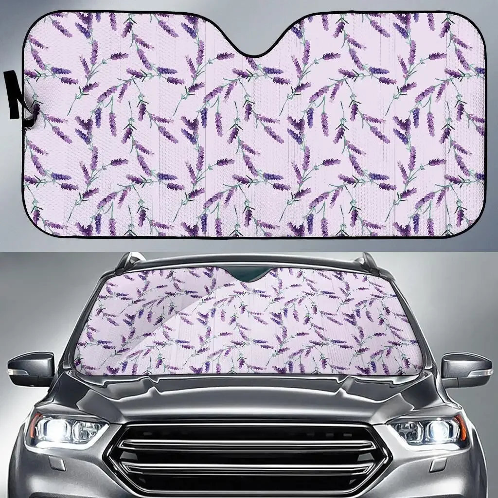 Lavender Floral Pattern Print Auto Sun Shade Car Windshield Window Cover Sunshade