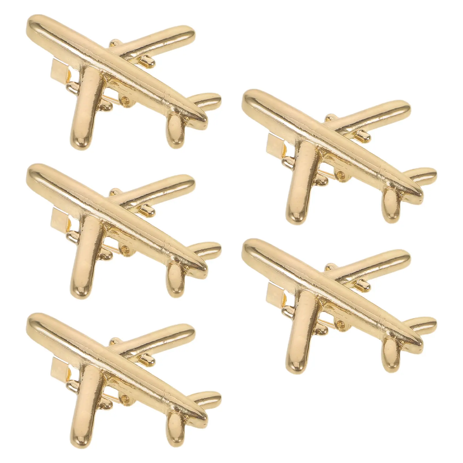 5Pcs Airplane Brooch Pins Metal Aircraft Lapel Pin Shirt Pin Backpack Brooch Flight Attendant Accessory Aviation Jewelry Gifts