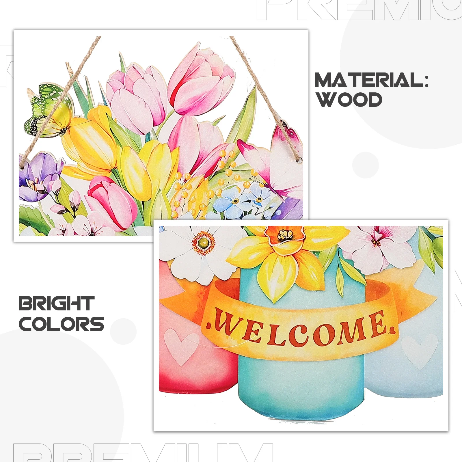 

Wooden Welcome Sign Rustic Door Hanging Plaque Flower Design Front Door Porch Decoration Welcome Sign Farmhouse Decoration