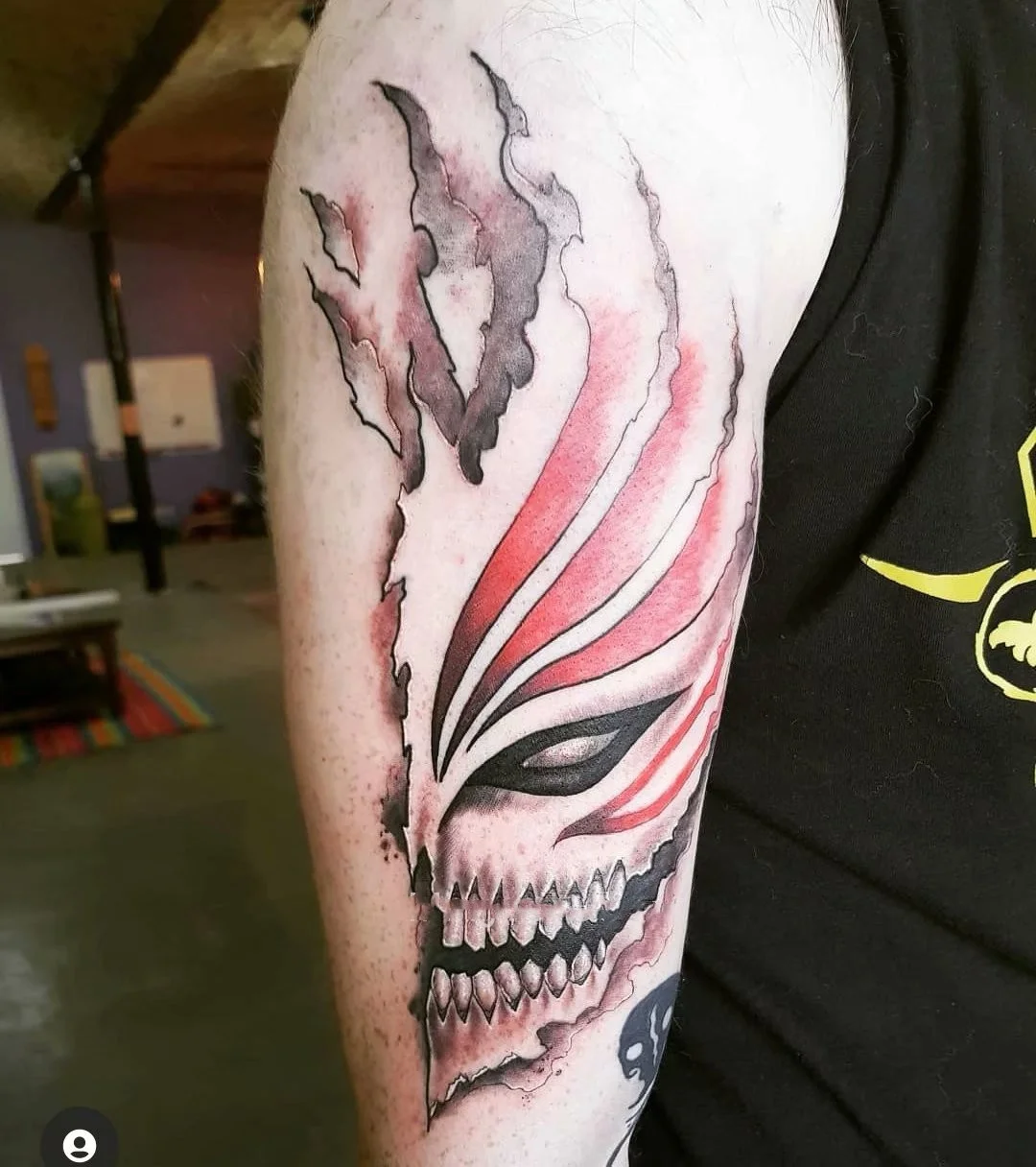 Anime BLEACH Temporary Tattoos Cartoon Red Mask Waterproof Fake Tattoo Stickers  Arm Leg Neck Cartoon Tatoo Body Sticker