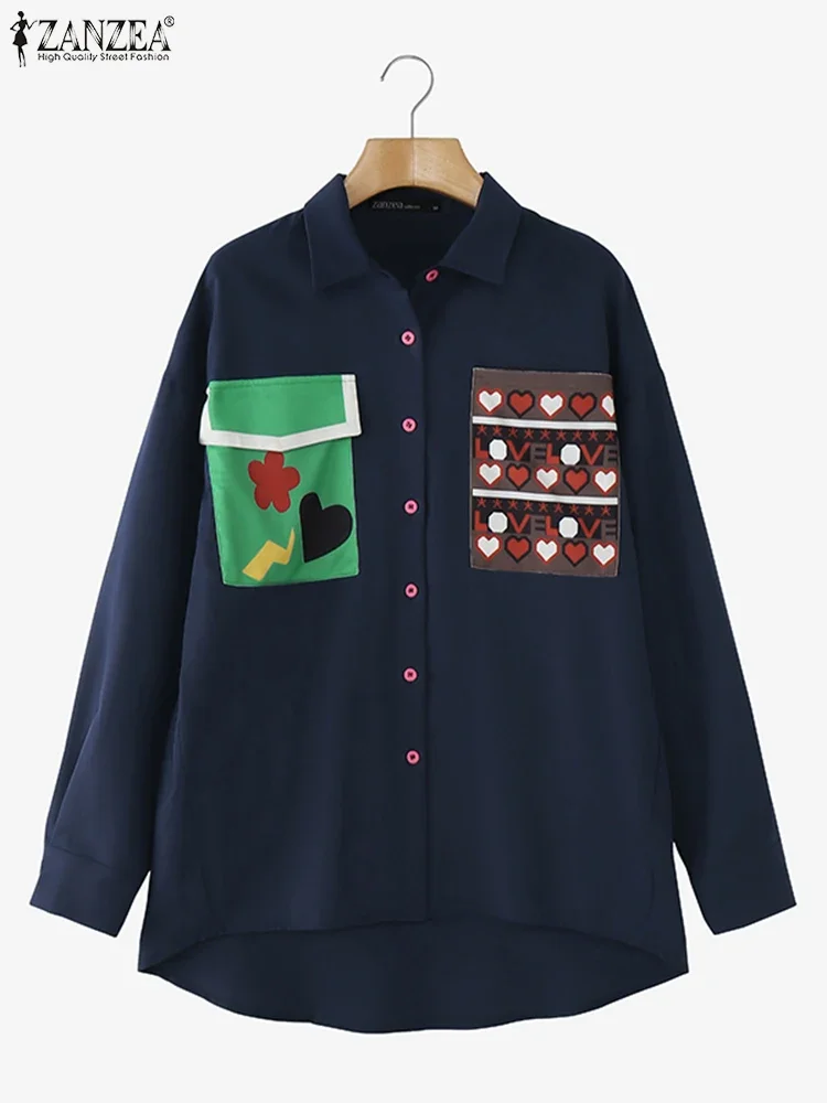

ZANZEA Women Shirt 2025 Fashion Summer Long Sleeve Blouse Casual Loose Printed Tops Tunic Holiday Commuting Blusas Oversized