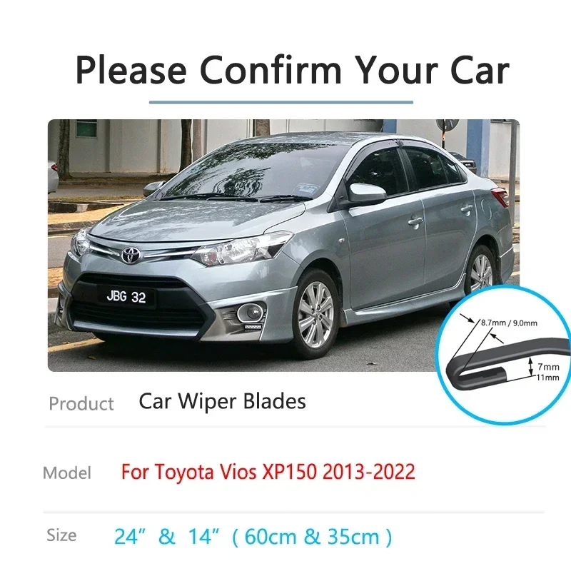 

Для Toyota Vios Limo Yaris Sedan Ativ XP150 MK3 2013~2022: Бескаркасные щетки стеклоочистителя с U/J-образным креплением