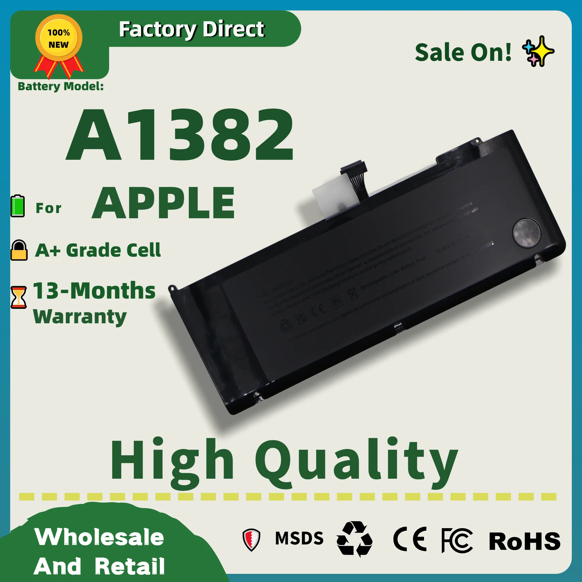 

Прямо с завода! Аккумулятор A1382 для Apple MacBook Pro 15" A1286 2011-2012 годов выпуска, версии MC721, MC723, MC847, MD318, MD322, MD103, MD104