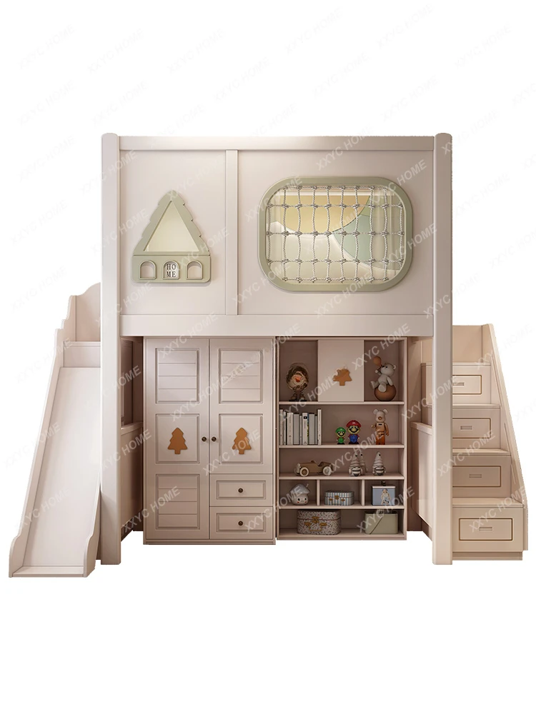 

Children's bed bunk study table integrated small apartment space-saving bed combination
