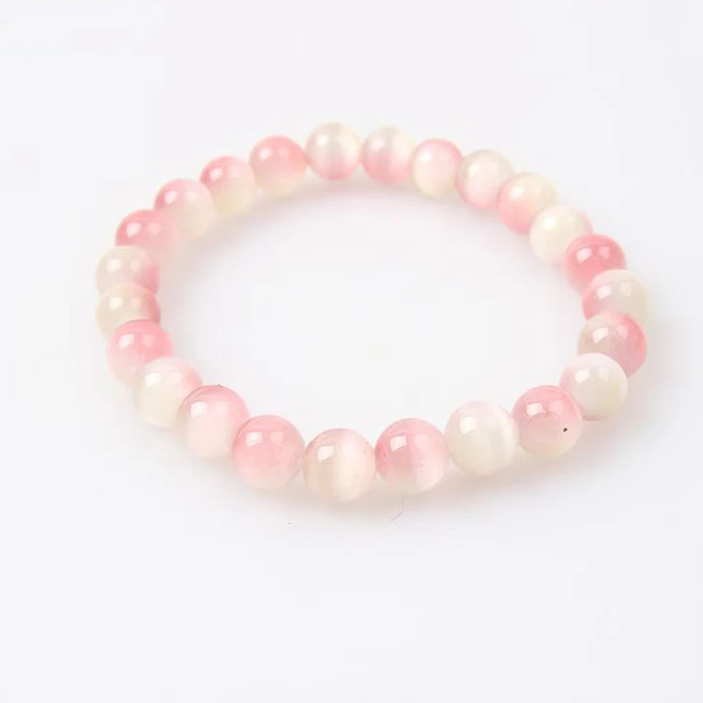 

Girl's A Stone Bracelet Symbolizing Purity Beauty And Wealth Cat Eyes Stone Bead Bracelets Women 8 mm Elastic Rope Bracelet Gift