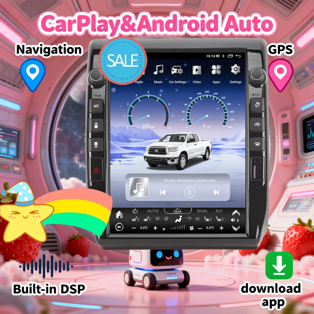 13 Inch Wireless CarPlay For Toyota Tacoma 2005-2014 Multimedia Player Android Auto Car Stereo Player RadioTouch Screen Navigati