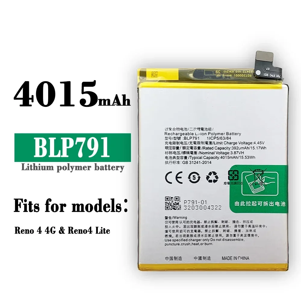 

High Quality Replacement Battery For OPPO RENO4 4G BLP791 Mobile Phone Battery Large Capacity Built-in Battery