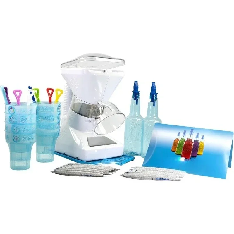 Heißer Verkauf.Little Max Snow Cone Machine – Premium-Eisbereiter mit rasierten Puderstäbchen, Sirup-Mix, Premium-Set, Weiß