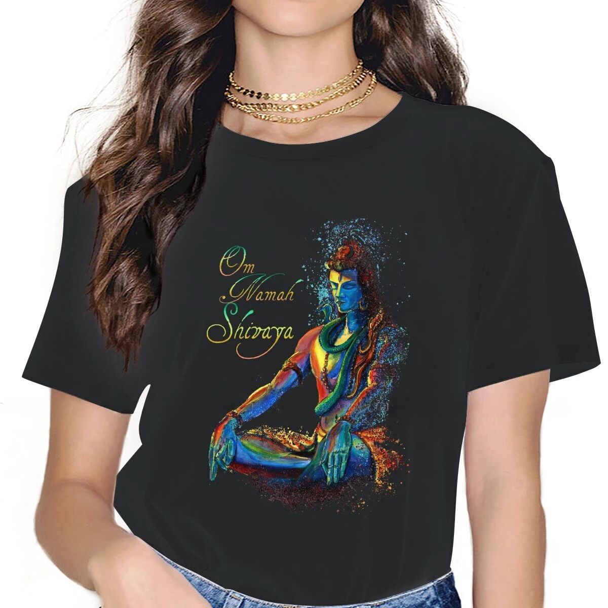 Classic Vintage Mantra of Maha Shiva in Deep Meditation Graphic T Shirts for Woman Ganesha Ganapati God of Wisdom India Clothes