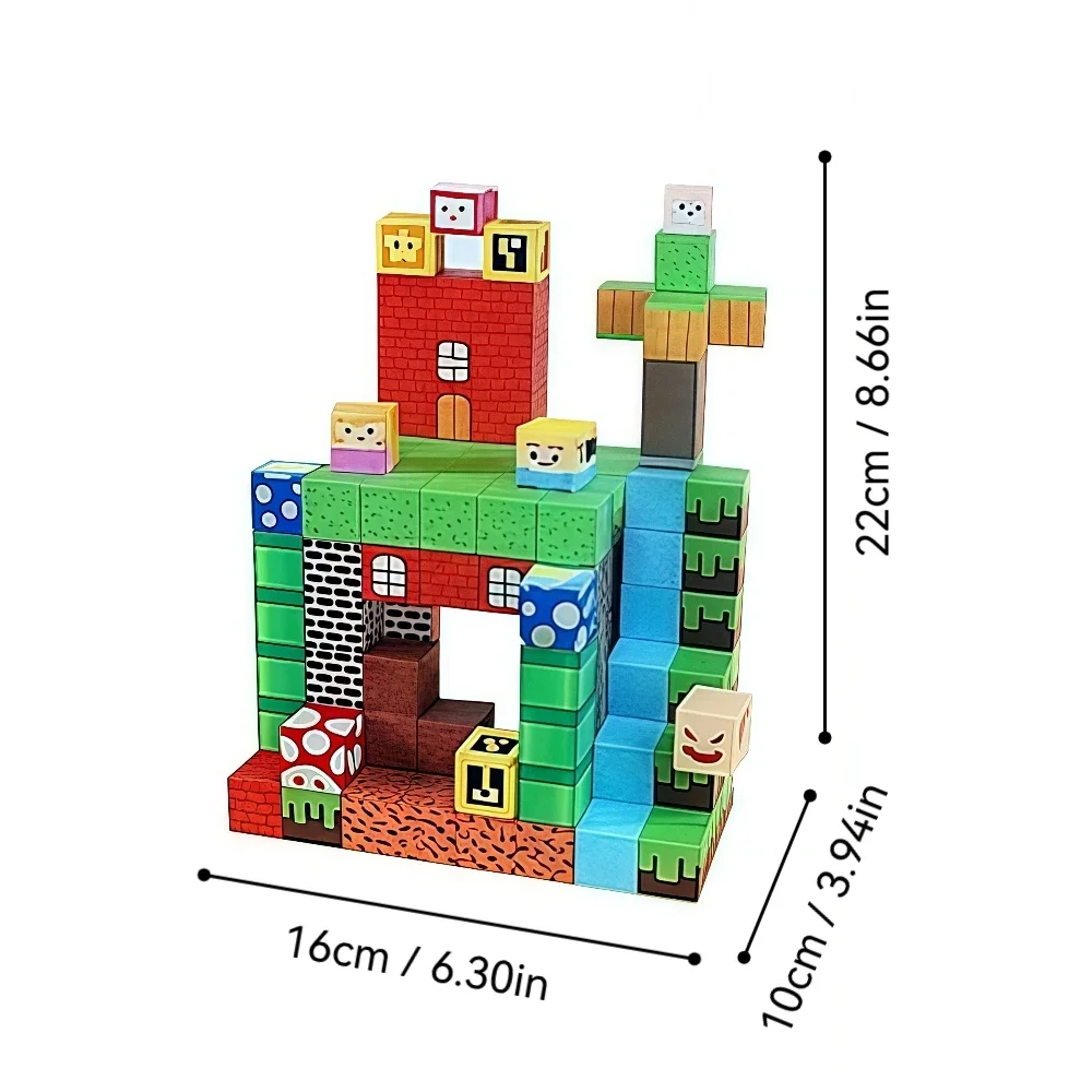 Juguetes sensoriales con vástago magnético, juegos de construcción, juego mundial, modelo de construcción de escena de calle, adecuado para niños