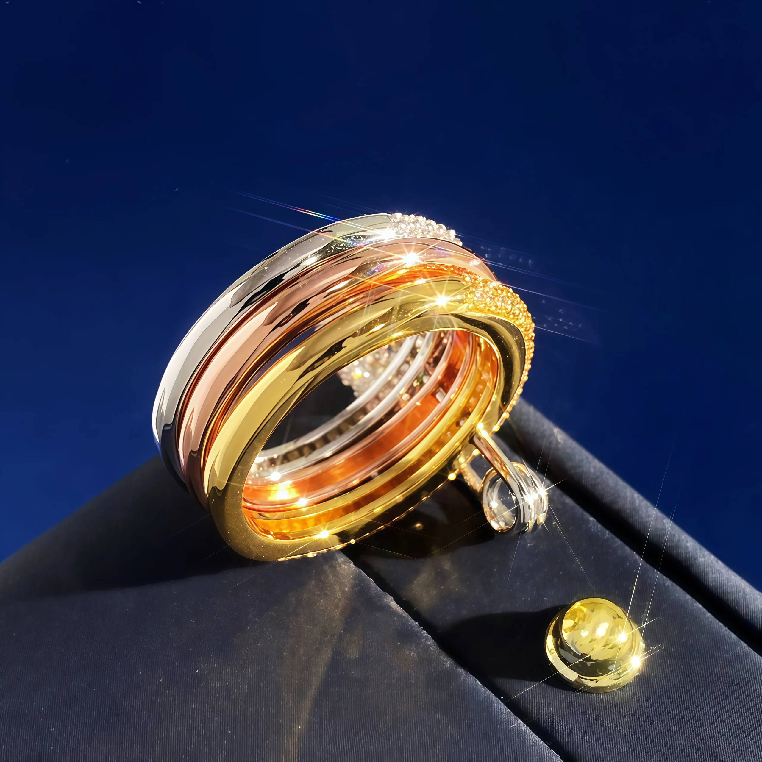 

WENXIN Brand MUSHAN MCT New Light Luxury Fashion Exquisite Diamond Lnlaid Three color Three Ring Pin Ring Accessories