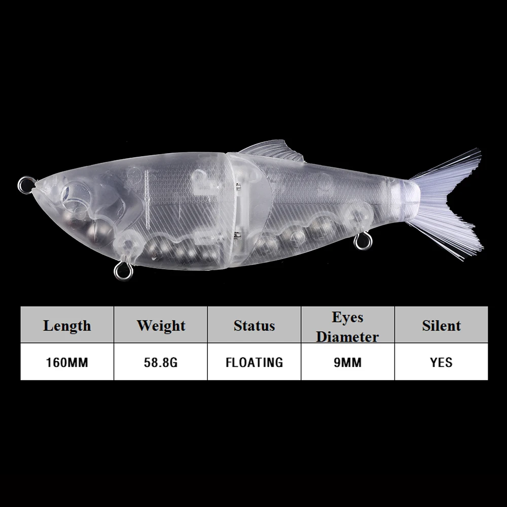 Imagem -02 - Huang-unpainted Blanks Isca Cauda da Escova Silent Glide Swimbait Faça Você Mesmo Artificial Isca de Pesca Handmade Combater 16cm 588g Pcs