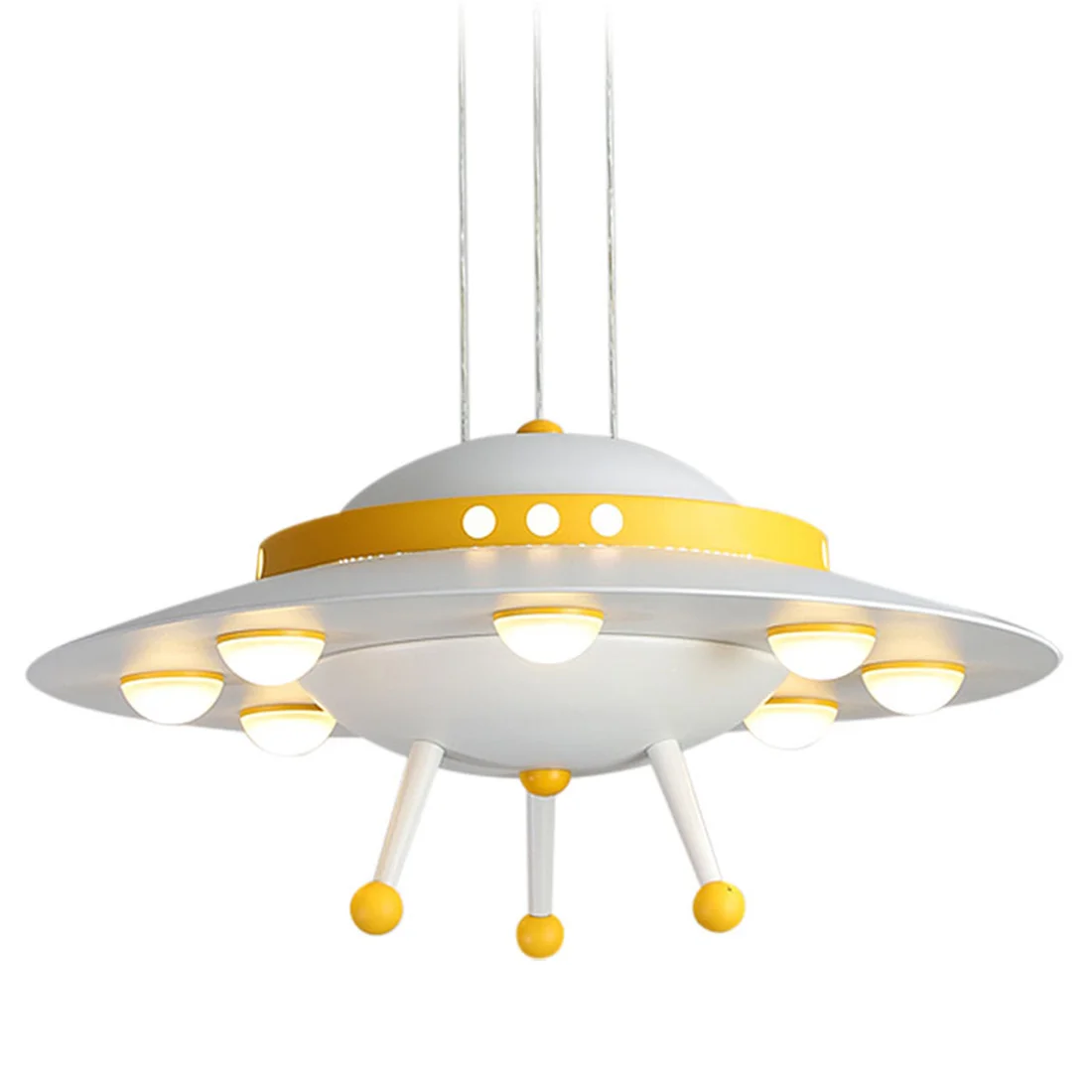 Children Creative Cartoon Ufo Space Led Chandeliers Nursery Kids Bedroom House Suspension Lighting Fixtures Interior Decor Lamp