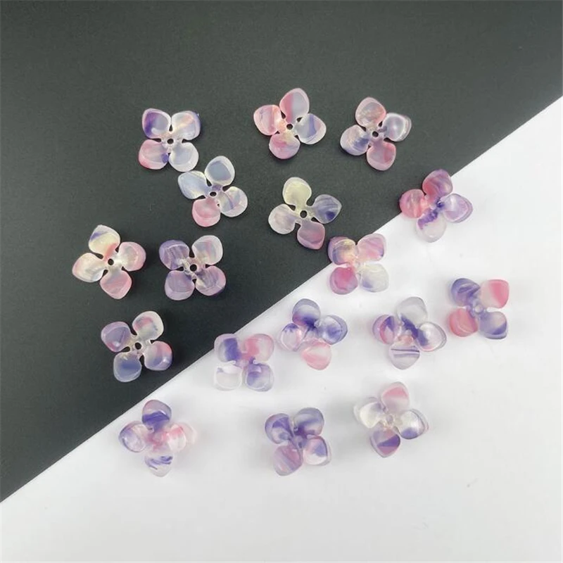 10Pcs/Lot New Acetic Acid 12MM Flower Beads Acrylic Torus Petals Charm Connectors Diy Earrings Jewelry Making Resin Acessories