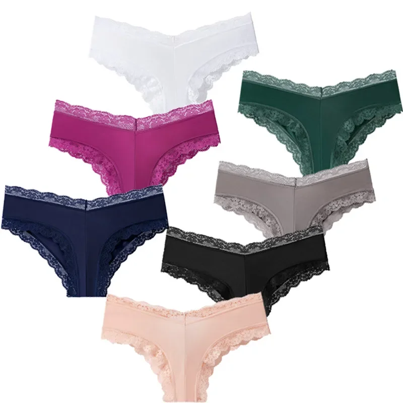 

7pcs/set Women Sexy Ice Silk Lace Underwear Panties Ladies Hollow Out Ice Silk Briefs Underpant Panties Female Seamless Panties