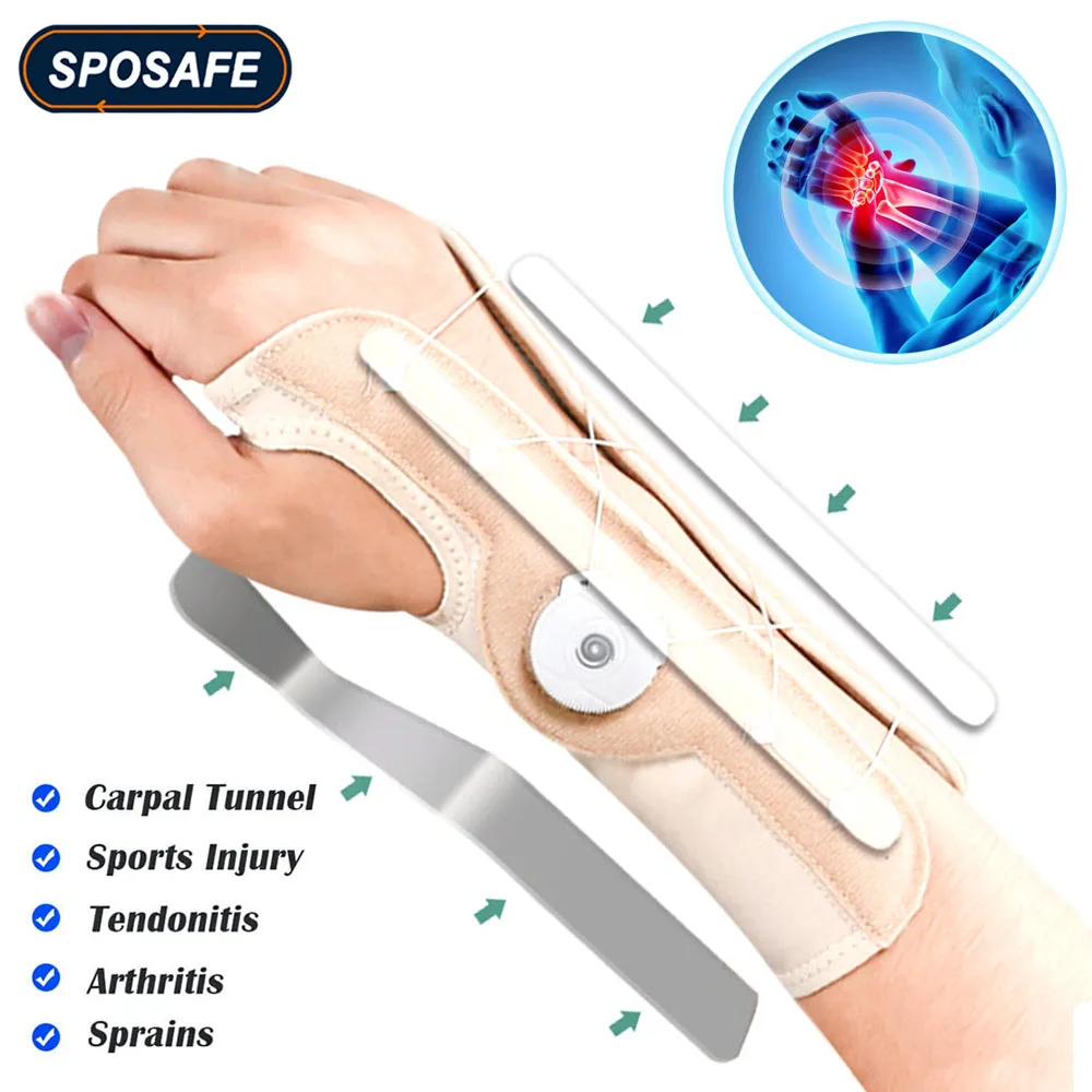 

1PC Adjustable Knob Wrist Brace Carpal Tunnel Wrist Support Sleeve with Metal Splint Hand Brace for Pain Relief,Injuries,Sprains