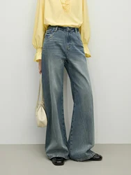 FSLE Autumn Jeans Retro Style Straight High Waist Wide Leg Jeans For Women 2025 Spring New Design Commuting All-match Chic Pants