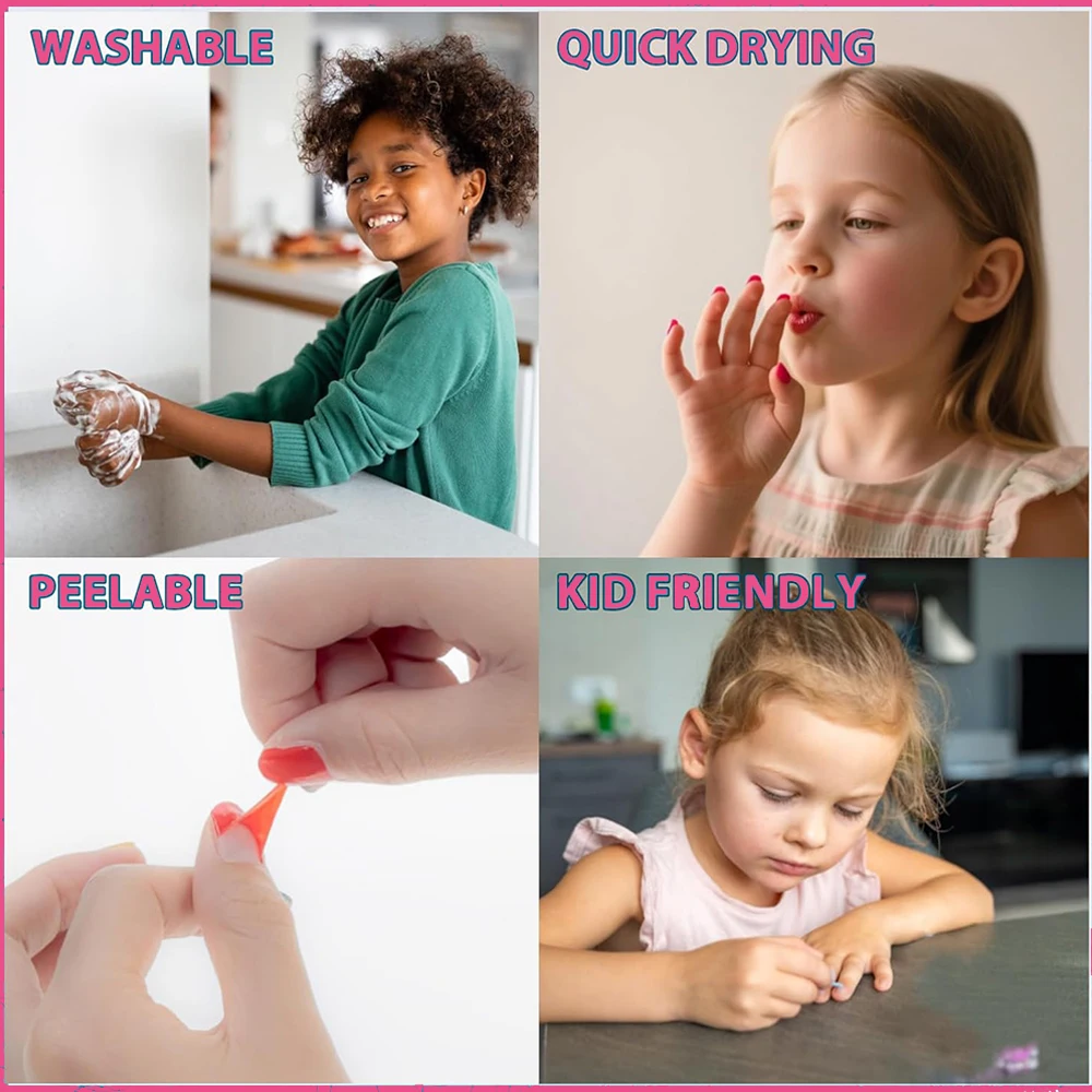 Nail Polish Set Non Toxic Kids Nail Polish Kit Water-Based Quick-Dry Peel-Off DIY Nail Art Kit Gifts for Halloween Christmas image 6