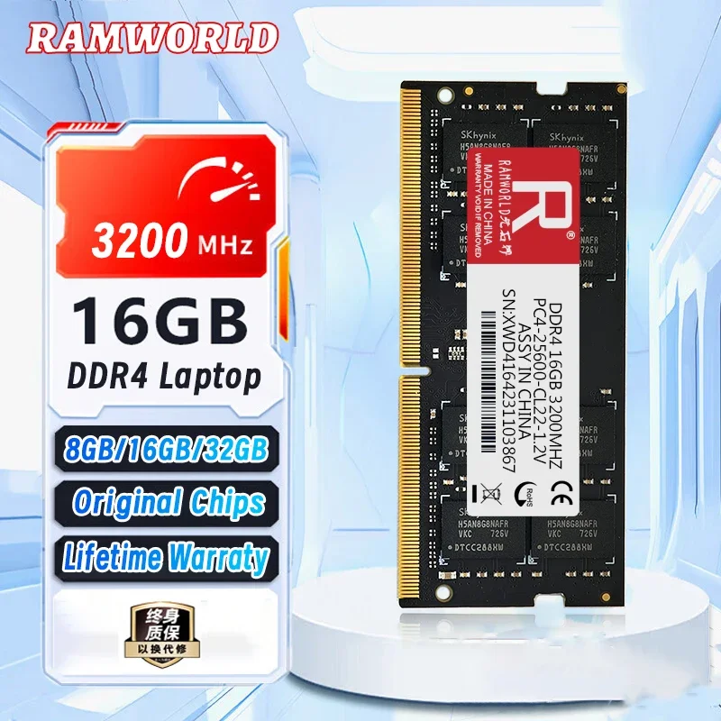 RAMWORLD DDR4 16GB 8GB 2400MHz 2666MHz 3200MHz Notebook Memoria Ram PC4 1.2V  SODIMM Laptop Memoria Ram