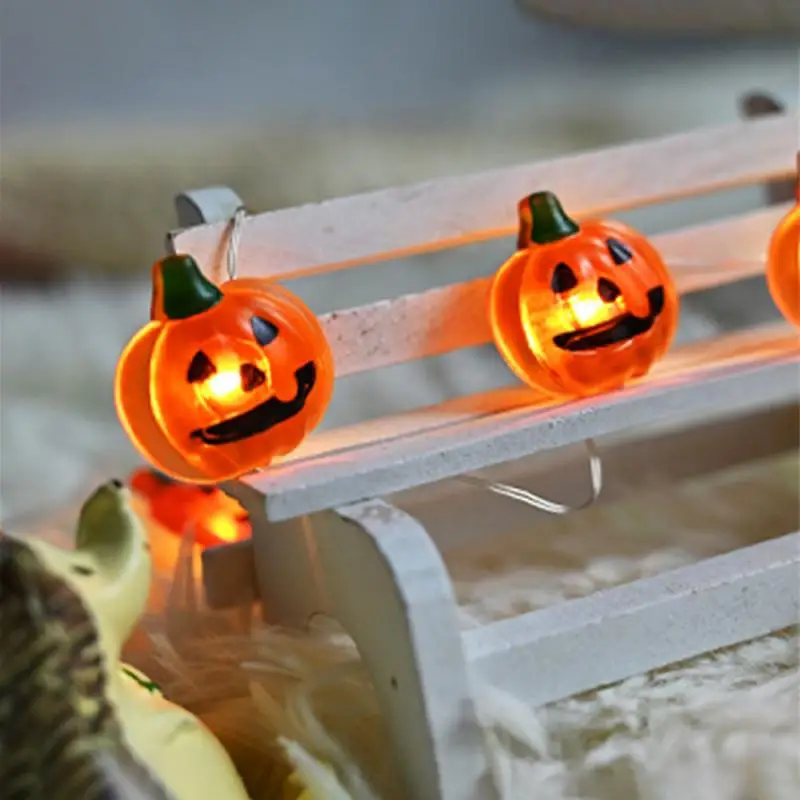 1PC LED Halloween Solar 3D Pumpkin Bat Ghost Spider String Lights With 8 Lighting Mode Outdoor Waterproof Atmosphere Lamp