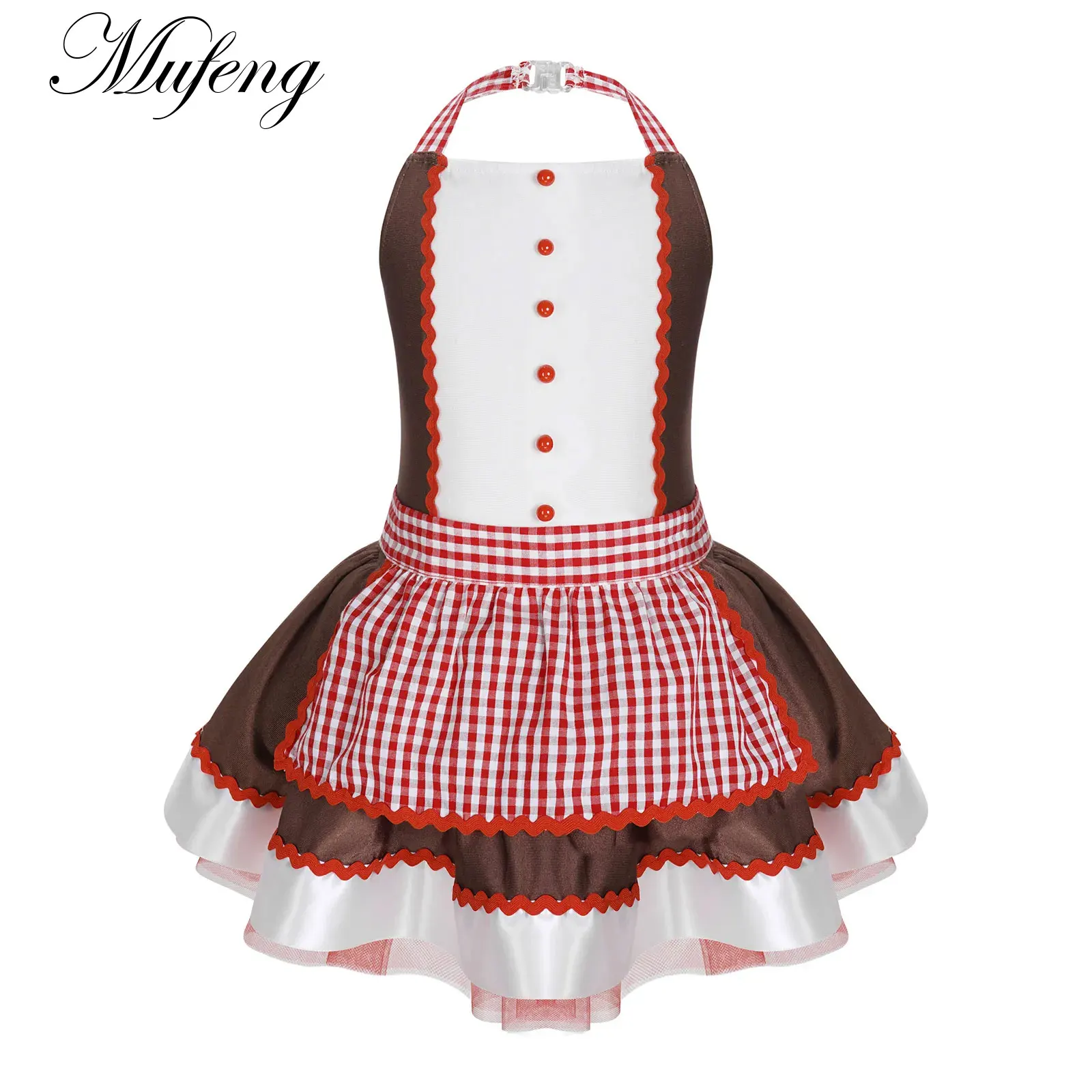 Halloween Party Dresses Clown Mud Doll Dress Up For Girls Christmas Cosplay Stage Performance Beer Costume Gingerbread Cos Dress