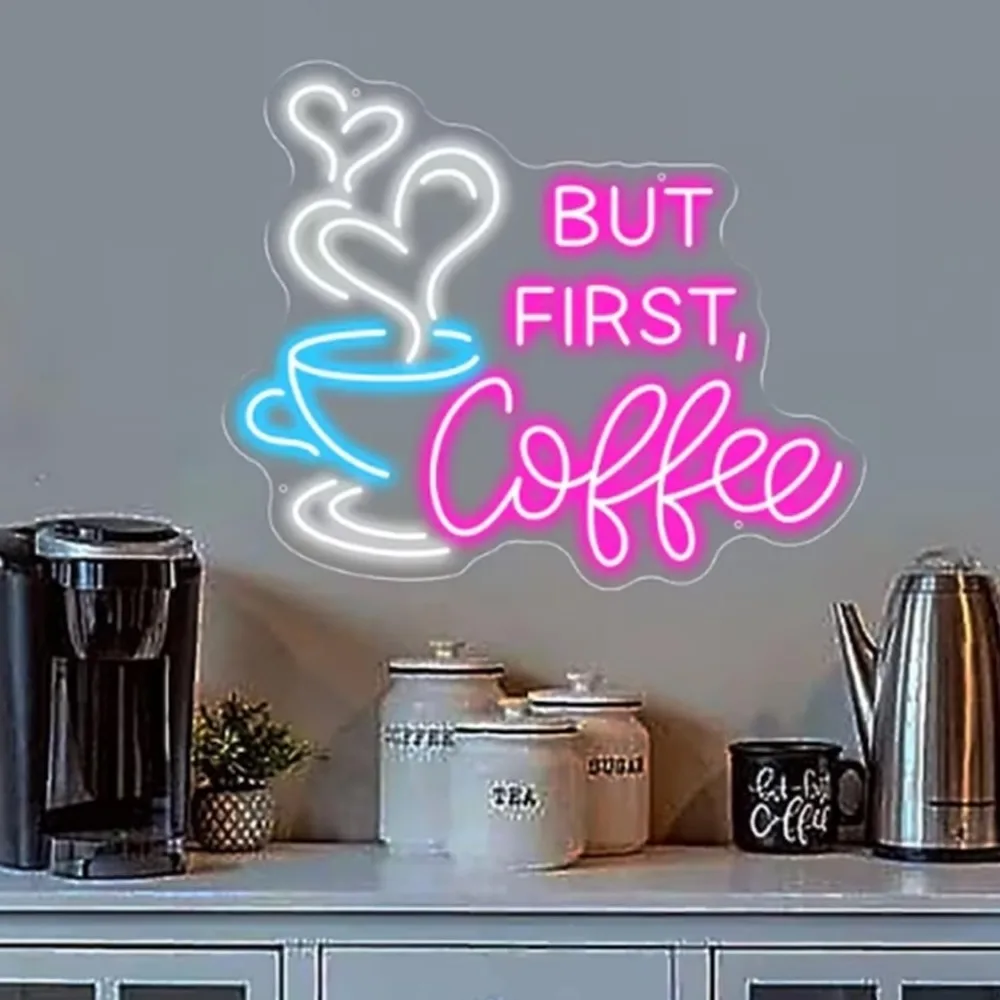 

BUT FIRST Coffee LED Neon Sign Dimmable USB Neon Light for Kitchen Cafe Home Bar Decor Cute Wall Art Gift for Coffee Lovers