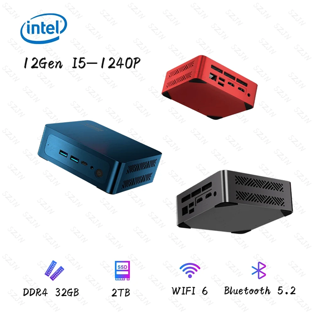 

Mini PC 12th Intel Core I5-1240P Support 32G DDR4 2T SSD NVME NGFF Wifi6 BT5.2 Dual 2.4G/5Gbps LAN Desktop Computer