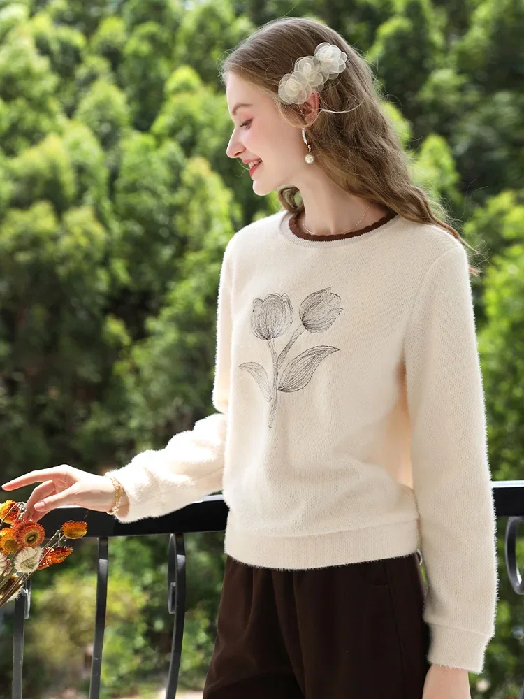 I BELIEVE YOU Fall Clothes 2024 Women Apricot Casual Loose Soft Warm Pullovers O-neck Office Lady Long Sleeve Tops 2243195843